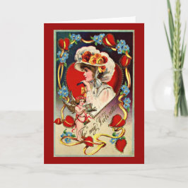 Vintage Dam Mitt Valentine Card Helgkort