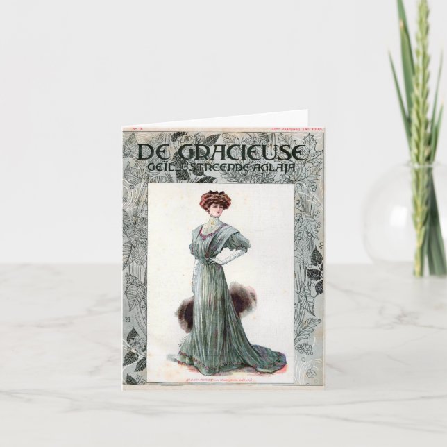 Vintage Dam Mode Illustration 1907 Kort (Framsida)