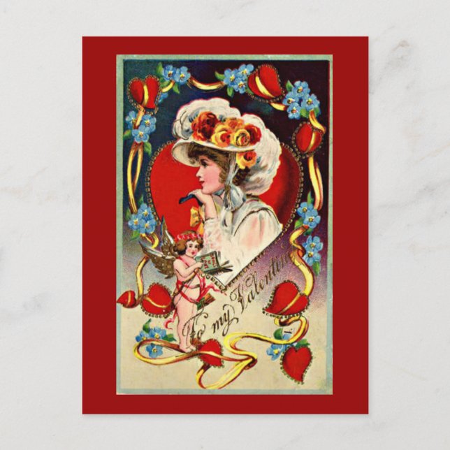 Vintage Dam My Valentine vykort (Framsida)