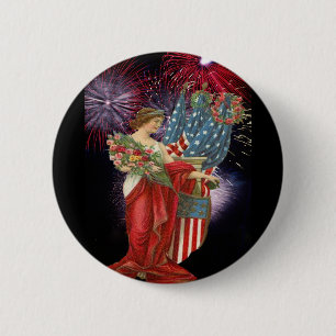 Vintage Dam och Fireworks Knapp