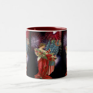 Vintage Dam och Fireworks Två-Tonad Mugg
