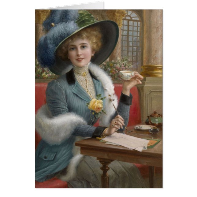 Vintage Dam på skrivbord, Hälsningskort (Framsidan)