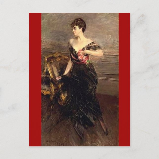 Vintage Dam Porträtt - Boldini Vykort (Framsida)
