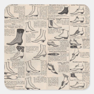 Vintage Dam Shoes Catalog - 1900-talet Mode Fyrkantigt Klistermärke
