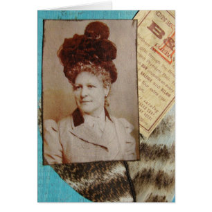 Vintage Dam, Turkiet Feather Collage Hälsningskort
