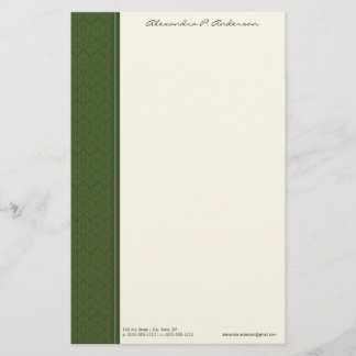 Vintage Damask Anpassad grön Lime-mall Brevpapper