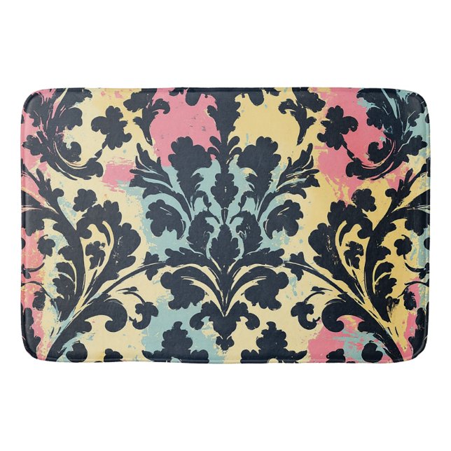 Vintage Damask-blommönster Badrumsmatta (Framsidan)