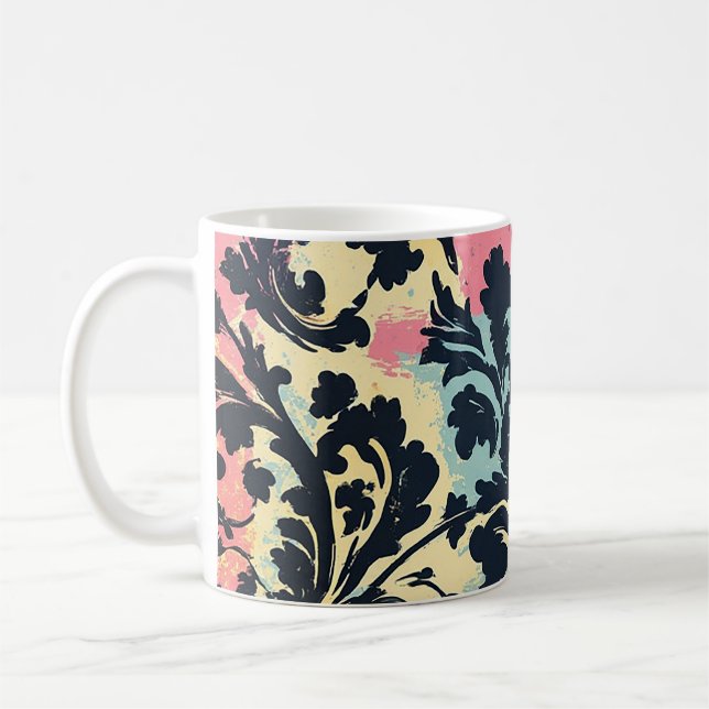 Vintage Damask-blommönster Kaffemugg (Vänster)