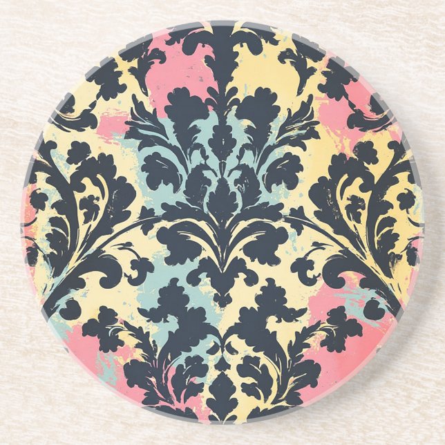 Vintage Damask-blommönster Underlägg (Framsidan)