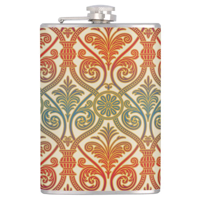 Vintage Damask Contour Tapet - Blue violet red Fickplunta (Framsidan)