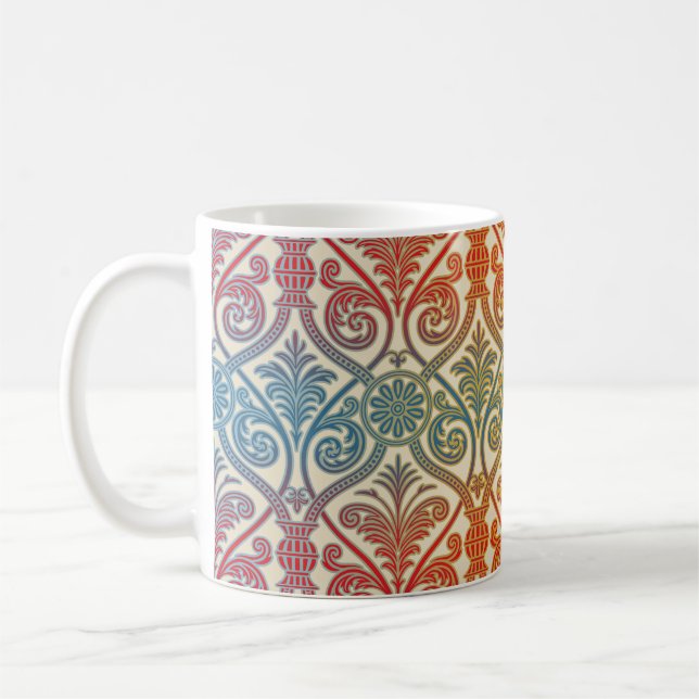 Vintage Damask Contour Tapet - Blue violet red Kaffemugg (Vänster)