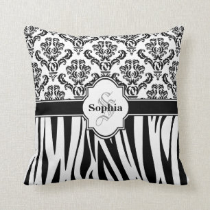 Vintage Damask Coola Zebra ränder Kudde
