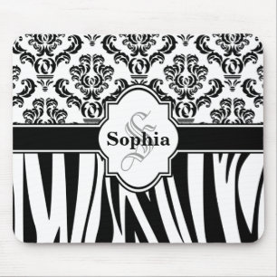 Vintage Damask Coola Zebra ränder Musmatta