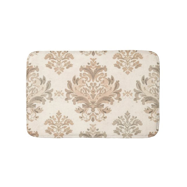 Vintage Damask Elegant Beige Fransk Gårdshus Badrumsmatta (Framsidan)
