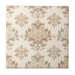 Vintage Damask Elegant Beige Fransk Gårdshus Kakelplatta
