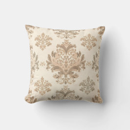 Vintage Damask Elegant Beige Fransk Gårdshus Kudde