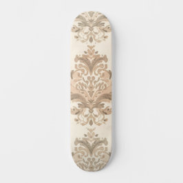 Vintage Damask Elegant Beige Fransk Gårdshus Mini Skateboard Bräda 18,5 Cm