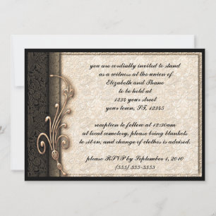 Vintage Damask Elegant Goth Wedding-inbjudan Inbjudningar