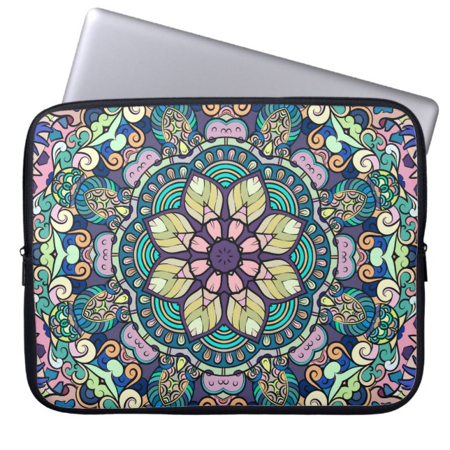 Vintage Damask: Elegant Sömlöst Mönster Laptop Fodral (Framsidan)