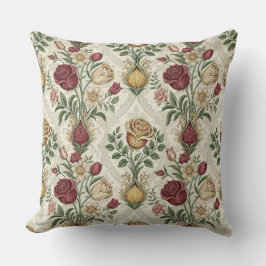 Vintage Damask & engelsk rosblommig mönsterkonst Kudde