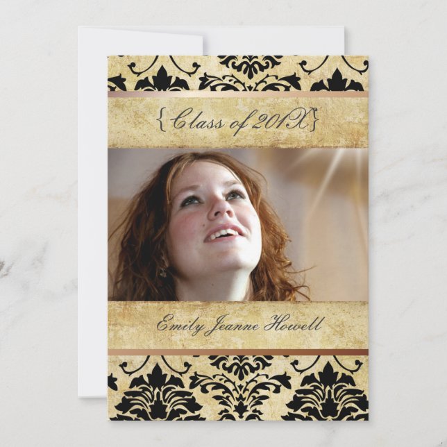 Vintage Damask/Examen Invitationer Inbjudningar (Framsida)