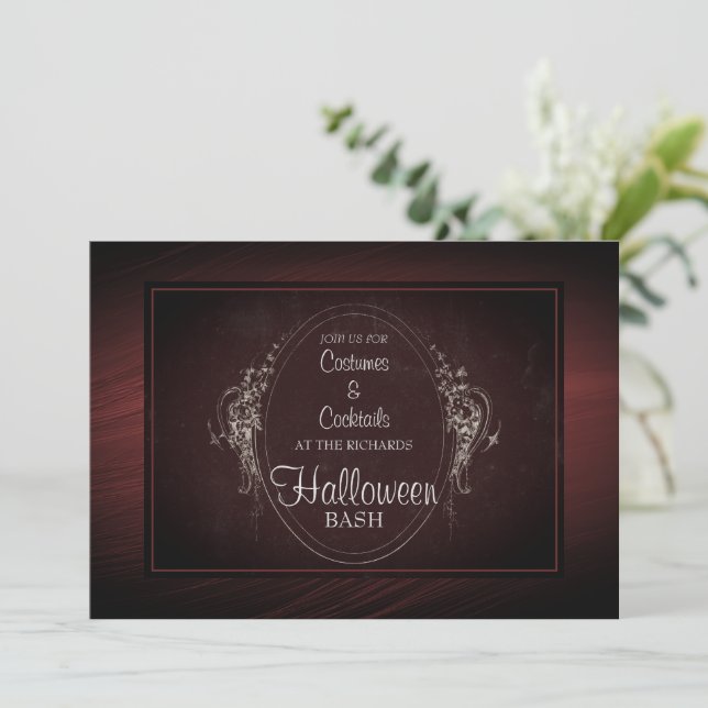 Vintage Damask Gothic Halloween-inbjudan Inbjudningar (Stående Fram)