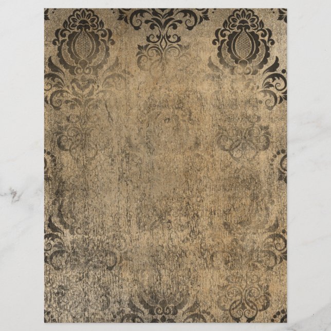 Vintage Damask Grungy Scrapbook Papper (Framsida)