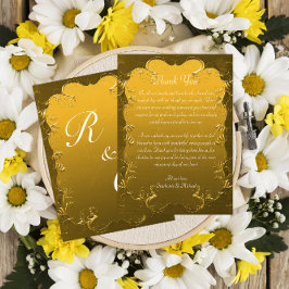 Vintage Damask Guld Bröllop Tack