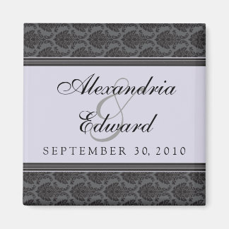 Vintage Damask Lavender Wedding Favor Magnet
