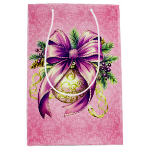 Vintage Damask Lila Rosa Ornaments jul
