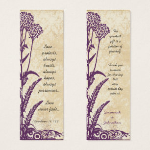 Vintage Damask Lila Vild Flower Bröllop Märkres Litet Visitkort