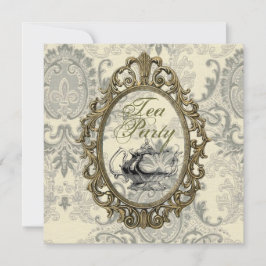 Vintage Damask Möhippa Tea Party-inbjudan Inbjudningar