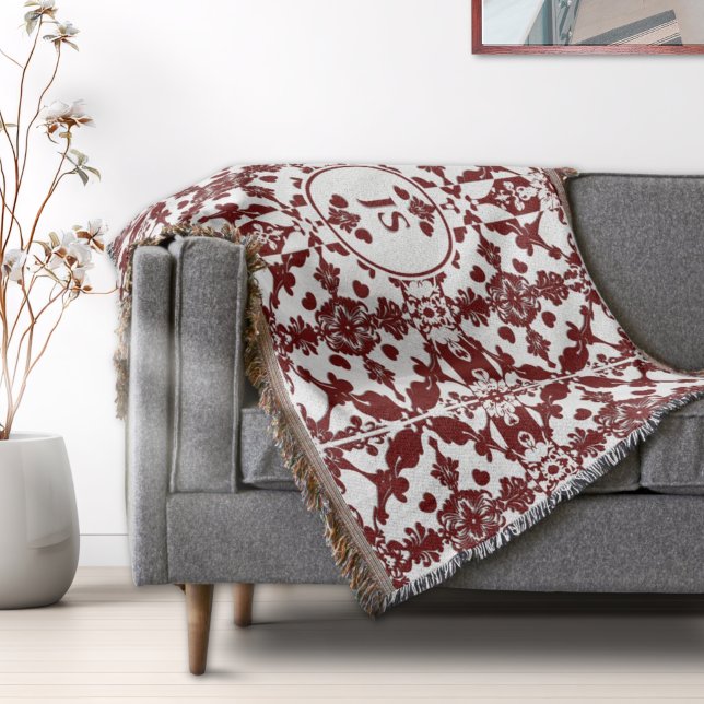 Vintage Damask Monogram Filt (Skapare uppladdad)