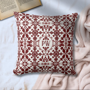 Vintage Damask Monogram Kudde