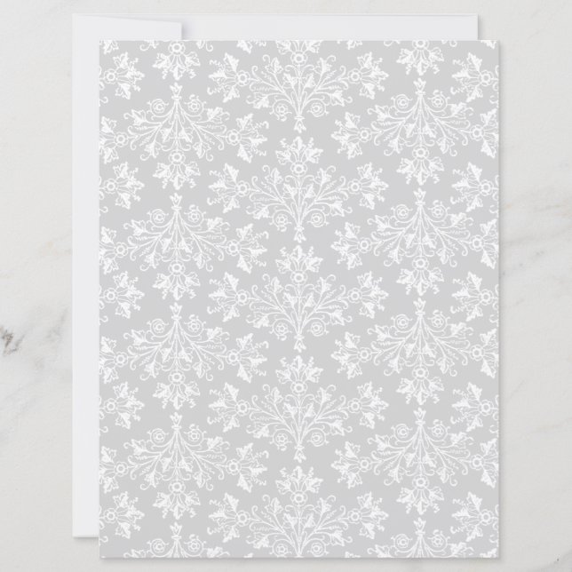 Vintage Damask-mönster i vitt på ljust grå (Framsida)