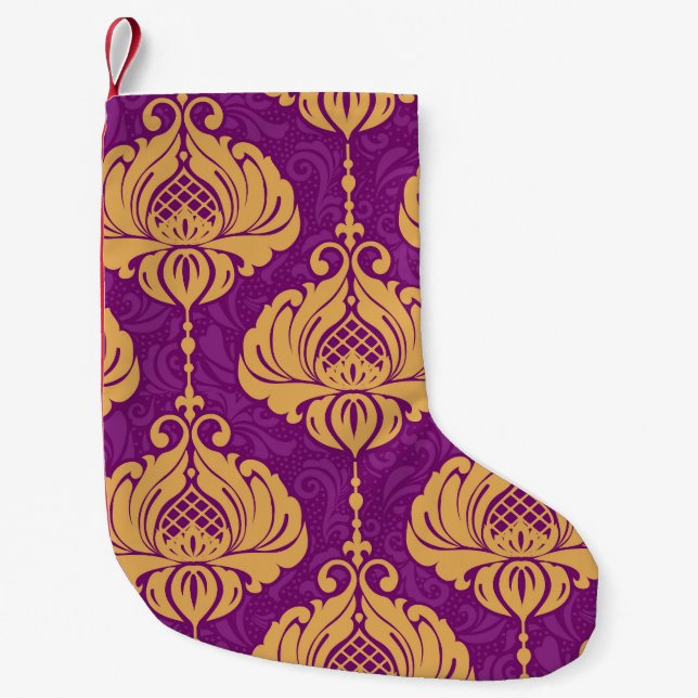 Vintage Damask Ornamental Mönster. Liten Julstrumpa (Framsidan)
