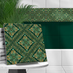 Vintage Damask Pattern - Emerald grönt och guld Kakelplatta<br><div class="desc">Vintage Damask Pattern - Emerald grönt och guld</div>
