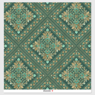 Vintage Damask Pattern - Emerald grönt och guld Klistermärken