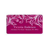 Vintage Damask Returetiketters RASPBERRY