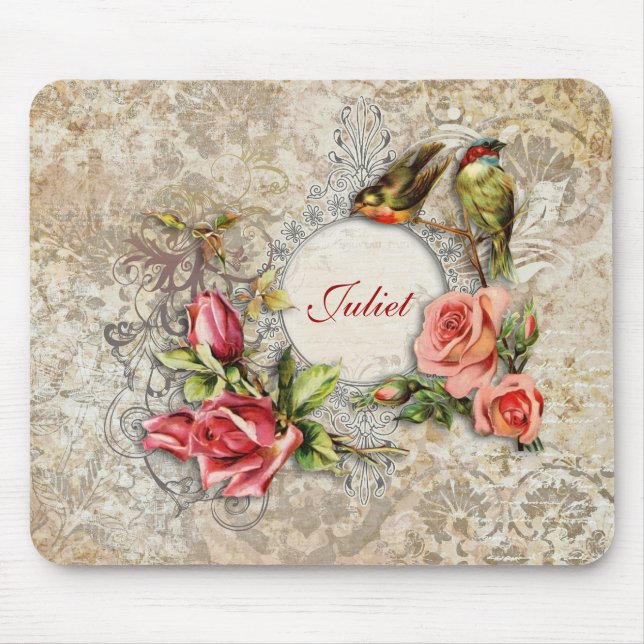 Vintage Damask Ro Mousepad Musmatta (Framsidan)