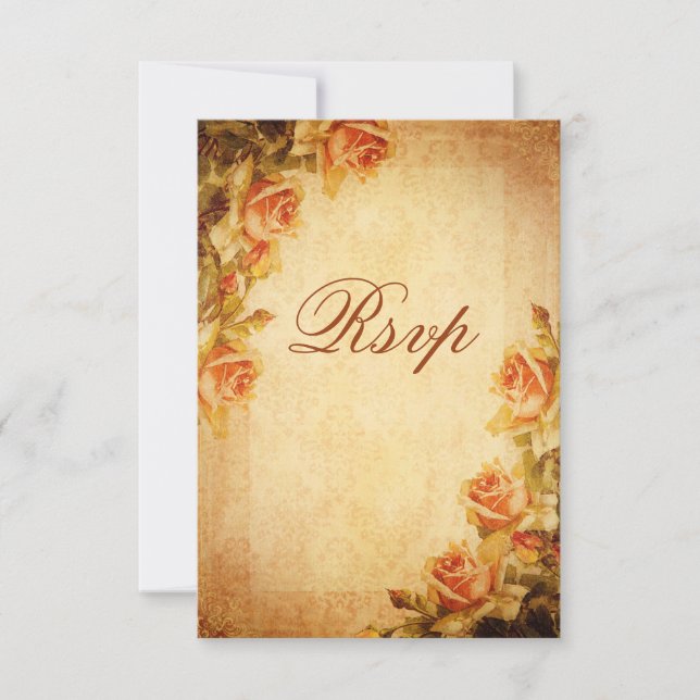 Vintage Damask Shabby chic Peach Ro OSA Kort (Framsida)