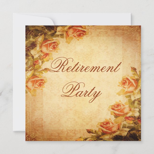 Vintage Damask Shabby chic Peach Ro Pension Inbjudningar (Framsida)