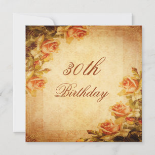Vintage Damask Shabby Chic Persikor 30-årsfirande Inbjudningar