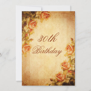 Vintage Damask Shabby Chic Persikor 30-årsfirande Inbjudningar