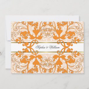 Vintage Damask Swirls Snöre Elegant bröllop Inbjud Inbjudningar