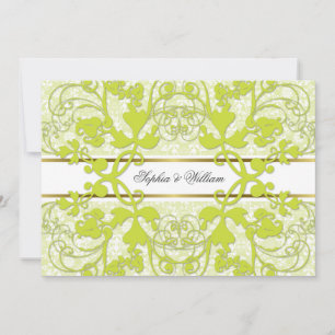 Vintage Damask Swirls Snöre Elegant bröllop Inbjud Inbjudningar