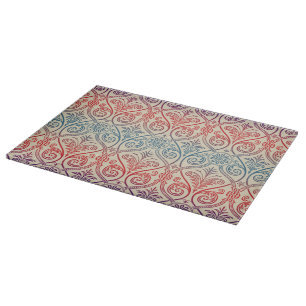 Vintage Damask Tapet - blå violett röd