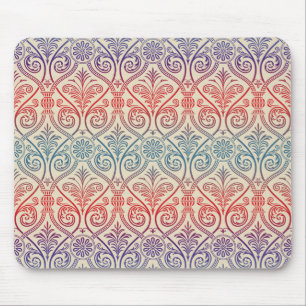 Vintage Damask Tapet - blå violett röd Musmatta