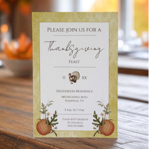 Vintage Damask-Thanksgiving GULT Inbjudningar