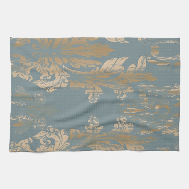 Vintage Damask, Virvlar Badkar Kökshandduk (Horisontell)